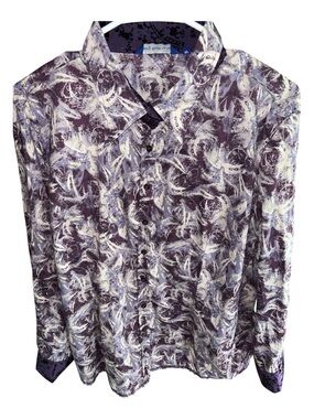 Women’s Georg Roth Purple Abstract Print Button-Down Shirt Size XL